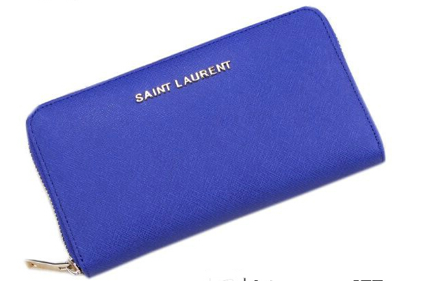 Hot Sale!2015 New Saint Laurent Bag Outlet- YSL Saffiano Leather Zippy Wallet 340841 Blue - Click Image to Close